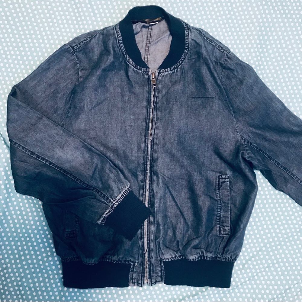 Cropped Lightweight Denim Blue Bomber